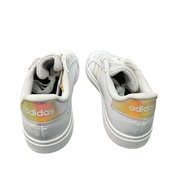 Adidas Grand Court 2.0 Kids Sneakers Size 3 White Multicolor Stripes BNIB Unisex - Picture 5 of 9